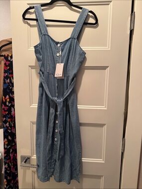 Rails Light Denim Midi Dress in Light Blue with Tie